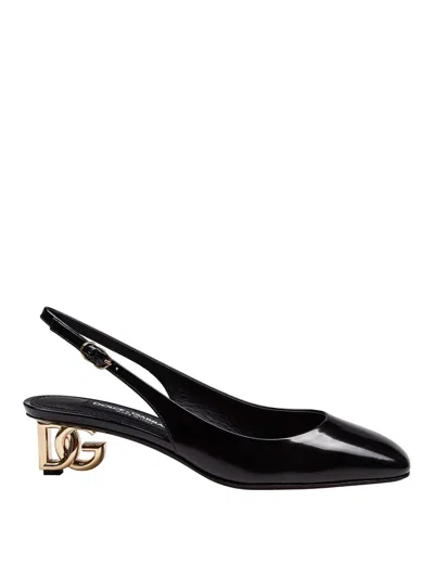 DOLCE & GABBANA SINGBACK IN BLACK PAINT WITH DG HEEL