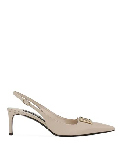 Dolce & Gabbana Mm Logo-plaque Slingback Pumps In Light Pink