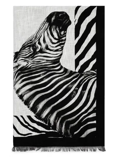 Dolce & Gabbana Zebra-print Beach Towel In Blue
