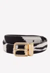 Dolce & Gabbana Zebra Print Belt In Pony-style Calfskin In Monochrome