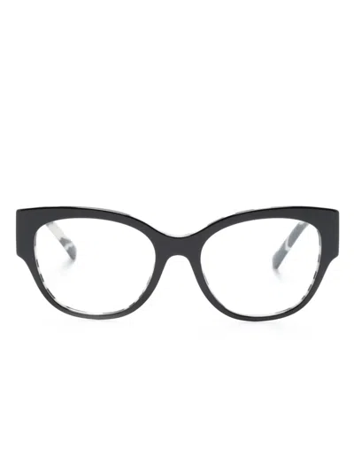 Dolce & Gabbana Zebra-print Butterfly-frame Glasses In Black