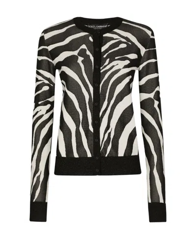 Dolce & Gabbana Zebra-print Cardigan In Black