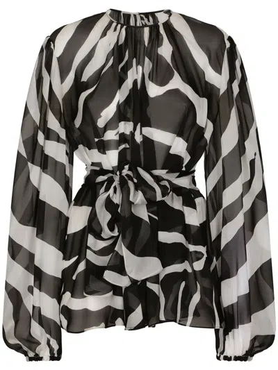 DOLCE & GABBANA ZEBRA-PRINT CHIFFON BLOUSE