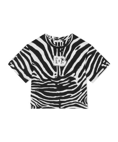 Dolce & Gabbana Zebra-print Cotton T-shirt In Black