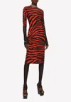 Dolce & Gabbana Zebra-print Jersey Midi Dress In Red