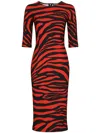Dolce & Gabbana Zebra Printed Midi Dress In Red