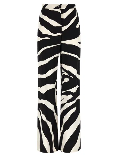 Dolce & Gabbana Dolce  Gabbana Zebra-printed High Waist Flared Pants In Black