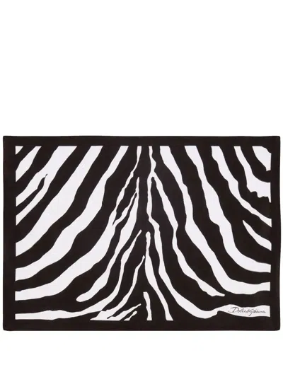 Dolce & Gabbana Zebra-print Placemat And Napkin Set In Black