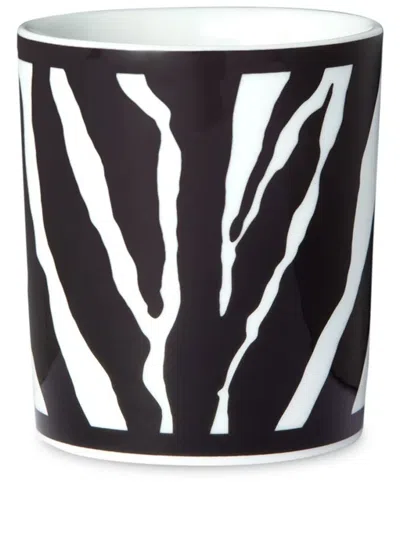 Dolce & Gabbana Zebra-print Porcelain Wine Glass In Black
