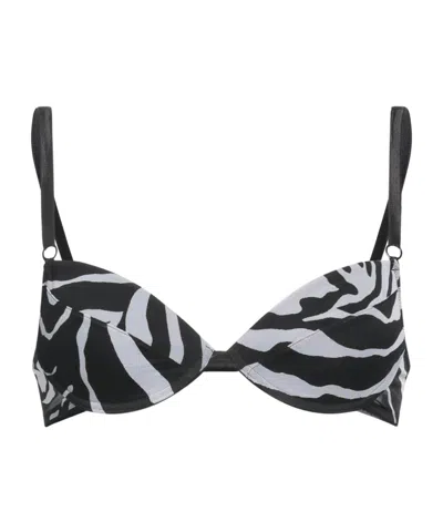 Dolce & Gabbana Zebra Print Push-up Bra In Black