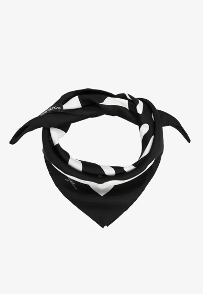 Dolce & Gabbana Zebra Print Silk Scarf In Monochrome
