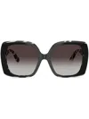 Dolce & Gabbana Zebra-print Square-frame Sunglasses In Black