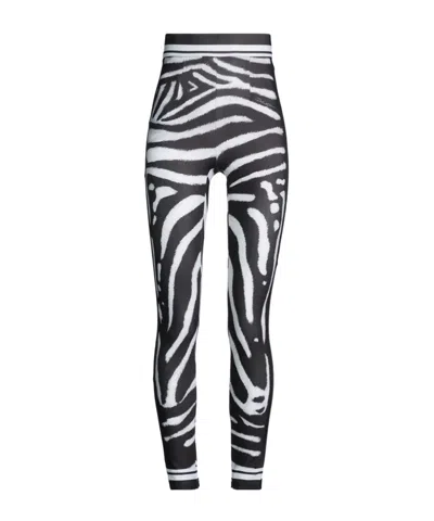 Dolce & Gabbana Zebra Print Stretch Leggings In Black
