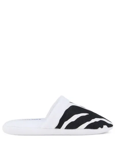 Dolce & Gabbana Zebra-print Terry Slippers In White