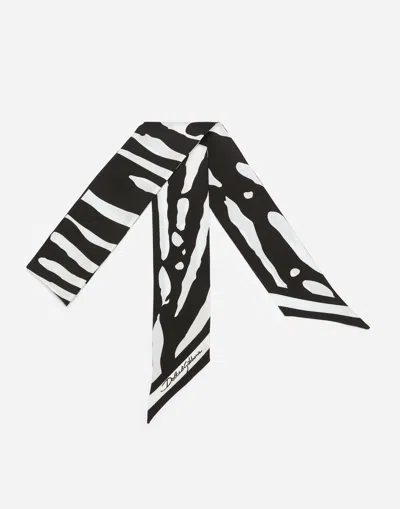 Dolce & Gabbana Zebra-print Twill Headscarf In Multicolor