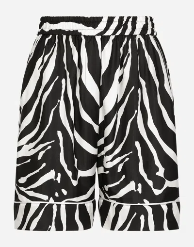 Dolce & Gabbana Zebra-print Twill Pajama Shorts In Multicolor