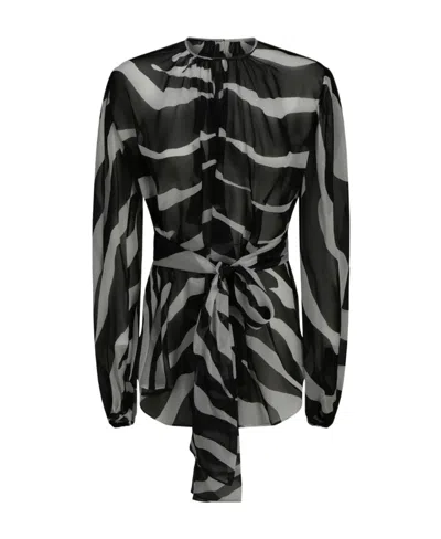 Dolce & Gabbana Dolce  Gabbana Zebra-printed Blouse In Black