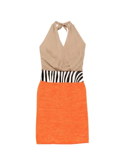 Pre-owned Dolce & Gabbana Zebra Printed Colour-block Dress In Neutral