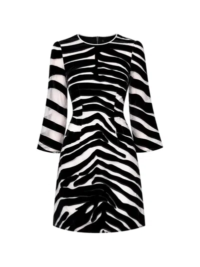 Dolce & Gabbana Zebra-print A-line Mini Dress In Black