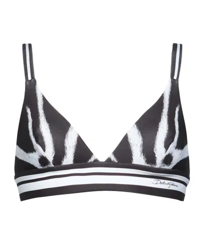 Dolce & Gabbana Zebra-print Bikini Top In Black