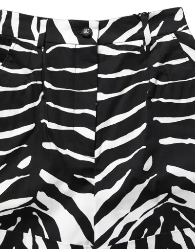 Dolce & Gabbana Zebra-print Cotton Shorts In Black