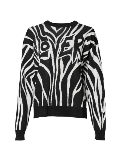 Dolce & Gabbana Zebra Print Women Knit Pullover Sweater In Black