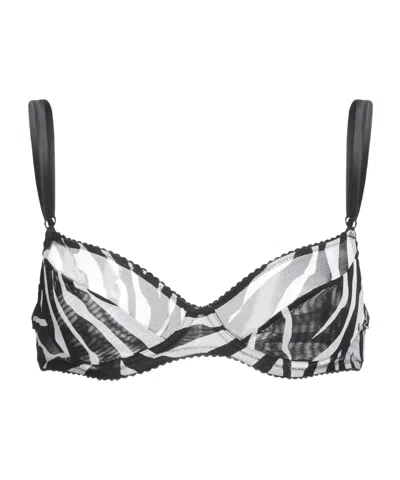 Dolce & Gabbana Zebra-print Lightweight Bra In Black