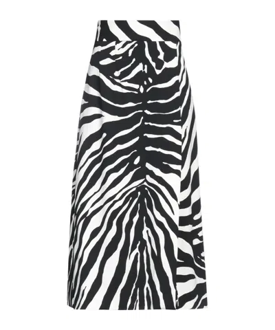Dolce & Gabbana Zebraprint Midi Skirt In Black