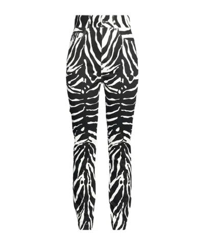 Dolce & Gabbana Zebra-print Tapered Pants In Black