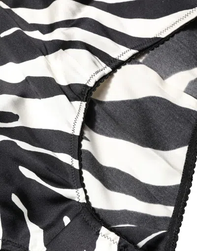 Dolce & Gabbana Zebra-striped Silk Bodysuit In Black
