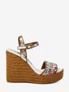 Dolce & Gabbana Wedge Sandals With Logo Embroidery In Brown