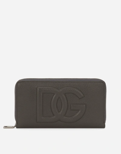 Dolce & Gabbana Zip-around Dg Logo Wallet In グレー