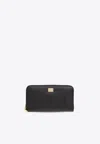 Dolce & Gabbana Zip-around Grained Leather Wallet In Black