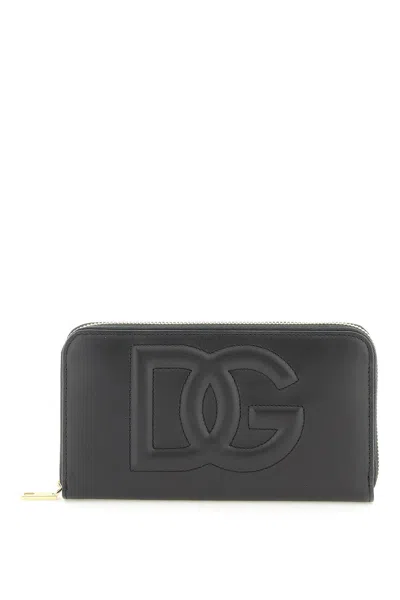 Dolce & Gabbana Zip Around Leather Wallet In Black