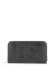 Dolce & Gabbana Calfskin Zip-around Wallet With Dg Logo In Nero