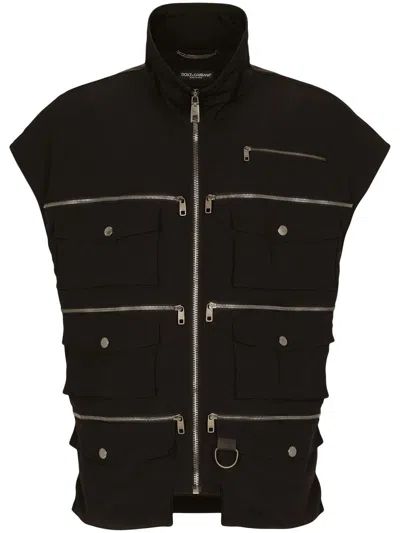 Dolce & Gabbana Zip-detail Gilet In Black