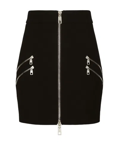 Dolce & Gabbana Zip Detail Mini Skirt In Black