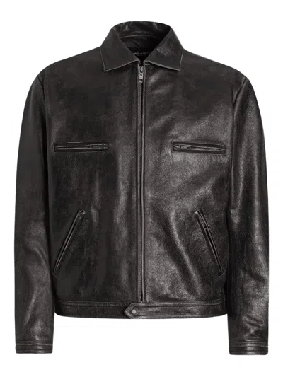 Dolce & Gabbana Zip-fastening Leather Jacket In Black