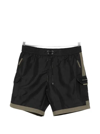 Dolce & Gabbana Medium Shorts Cargo Style Contrast Trim Pockets In Black