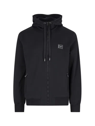 Dolce & Gabbana Zip Hoodie In Black