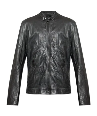 Dolce & Gabbana Zip Leather Jacket In Animal Print