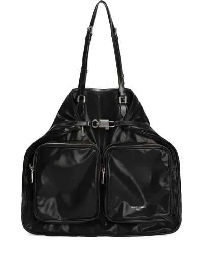 Dolce & Gabbana Zip-pocket Shoulder Bag In Black