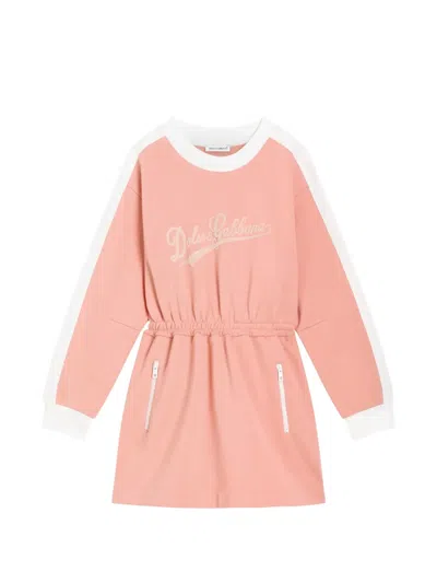 Dolce & Gabbana Kids' Zip Rose Dress In Pink