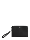 Dolce & Gabbana Black Clutch With Removable Wrist Strap And Logo Plaque On The Front In Black