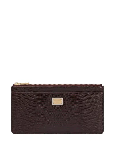 Dolce & Gabbana Zip-top Leather Purse In Brown