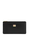 Dolce & Gabbana Dolce&gabbana Black Dauphine Leather Zipped Card Holder In Black