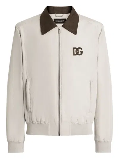 Dolce & Gabbana Zip-up Bomber Jacket In Neutral