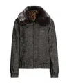 Dolce & Gabbana Herringbone Bomber Jacket Virgin Wool Blend In Black