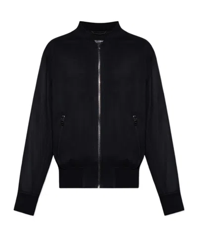 Dolce & Gabbana Zip-up Cashmere Bomber Jacket In Black