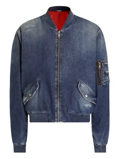Dolce & Gabbana Jeans-bomberjacke Mit Reissverschluss In Blue